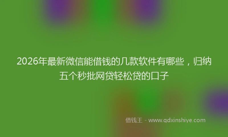 2026年最新微信能借钱的几款软件有哪些，归纳五个秒批网贷轻松贷的口子