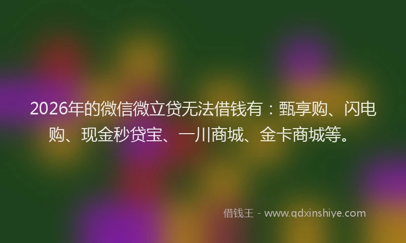 2026年的微信微立贷无法借钱有：甄享购、闪电购、现金秒贷宝、一川商城、金卡商城等。
