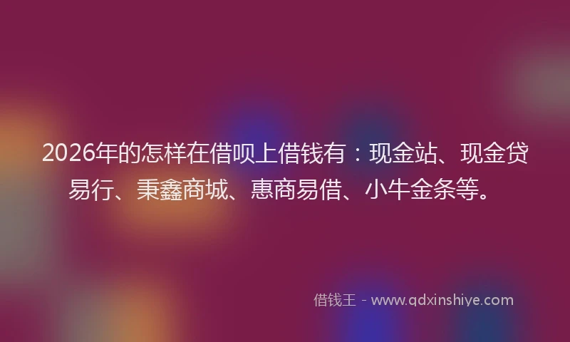 2026年的怎样在借呗上借钱有：现金站、现金贷易行、秉鑫商城、惠商易借、小牛金条等。