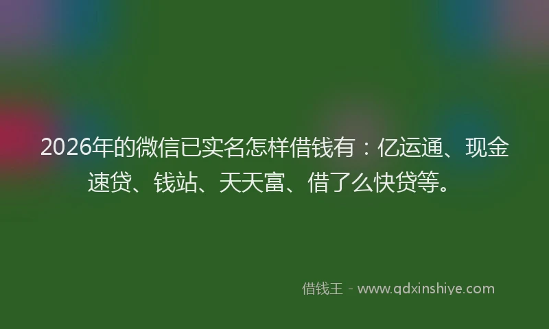 2026年的微信已实名怎样借钱有：亿运通、现金速贷、钱站、天天富、借了么快贷等。
