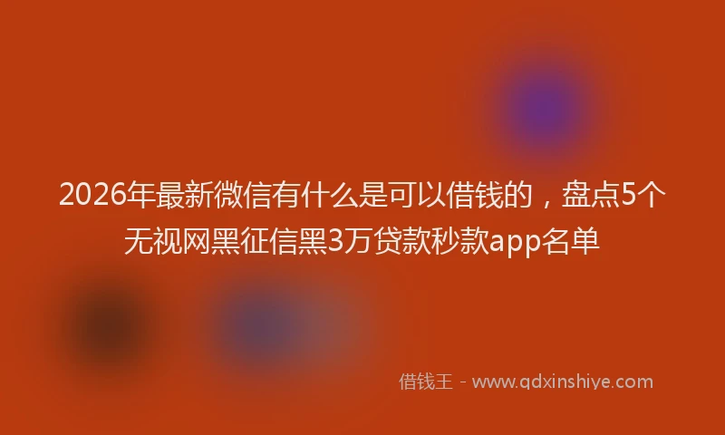 2026年最新微信有什么是可以借钱的，盘点5个无视网黑征信黑3万贷款秒款app名单
