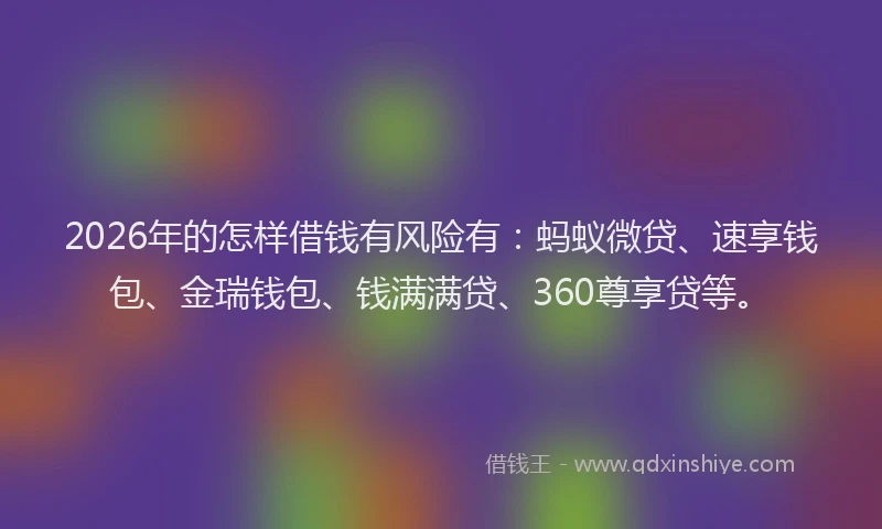 2026年的怎样借钱有风险有：蚂蚁微贷、速享钱包、金瑞钱包、钱满满贷、360尊享贷等。