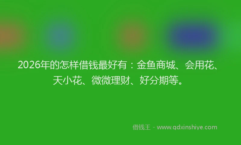 2026年的怎样借钱最好有：金鱼商城、会用花、天小花、微微理财、好分期等。