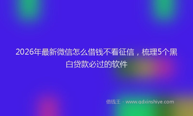 2026年最新微信怎么借钱不看征信，梳理5个黑白贷款必过的软件