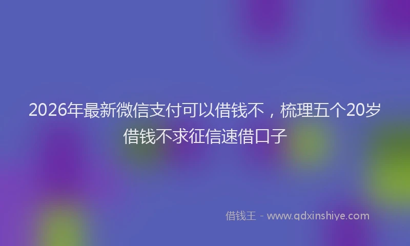 2026年最新微信支付可以借钱不，梳理五个20岁借钱不求征信速借口子