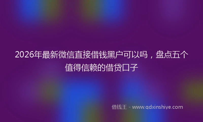 2026年最新微信直接借钱黑户可以吗，盘点五个值得信赖的借贷口子