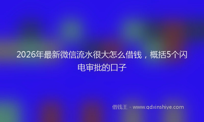 2026年最新微信流水很大怎么借钱，概括5个闪电审批的口子