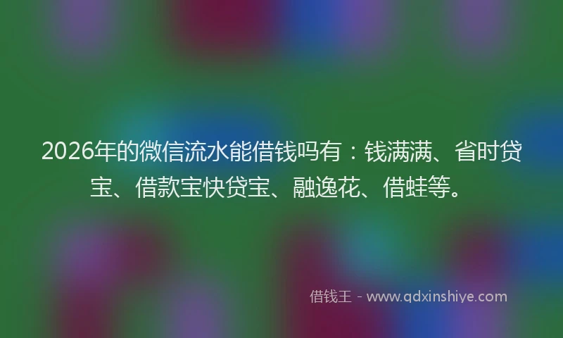 2026年的微信流水能借钱吗有：钱满满、省时贷宝、借款宝快贷宝、融逸花、借蛙等。