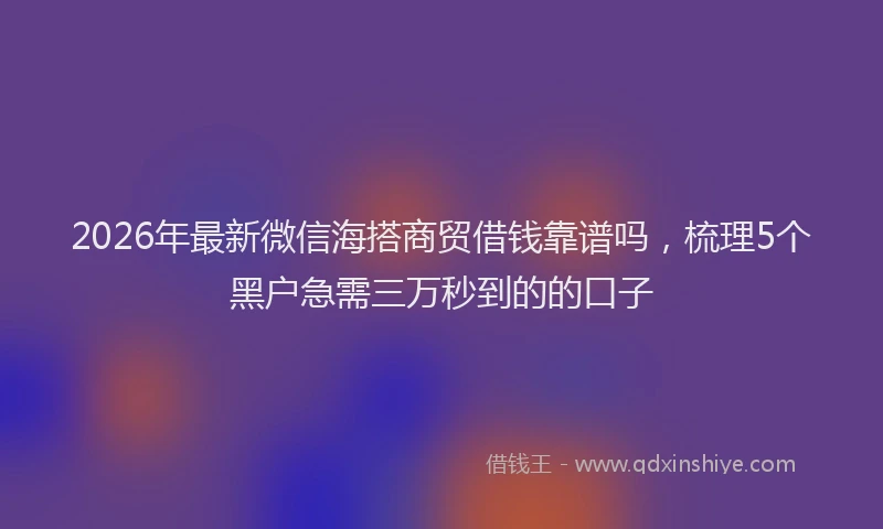 2026年最新微信海搭商贸借钱靠谱吗，梳理5个黑户急需三万秒到的的口子