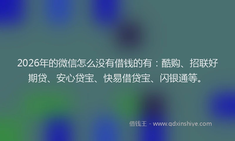 2026年的微信怎么没有借钱的有：酷购、招联好期贷、安心贷宝、快易借贷宝、闪银通等。