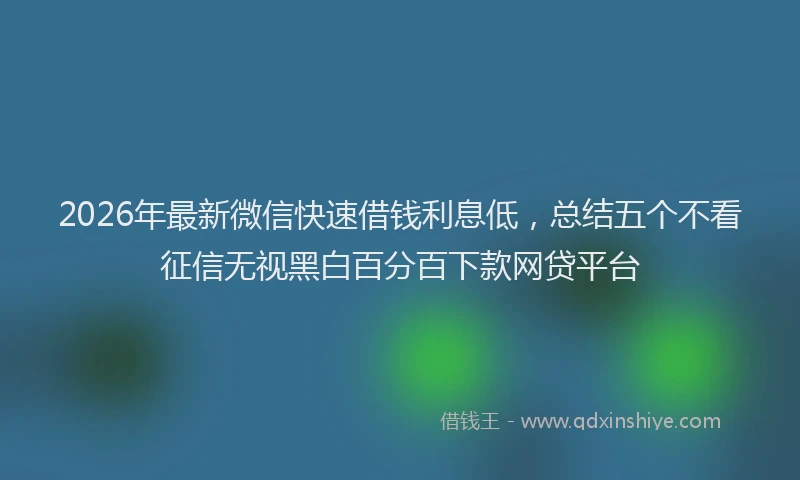 2026年最新微信快速借钱利息低，总结五个不看征信无视黑白百分百下款网贷平台