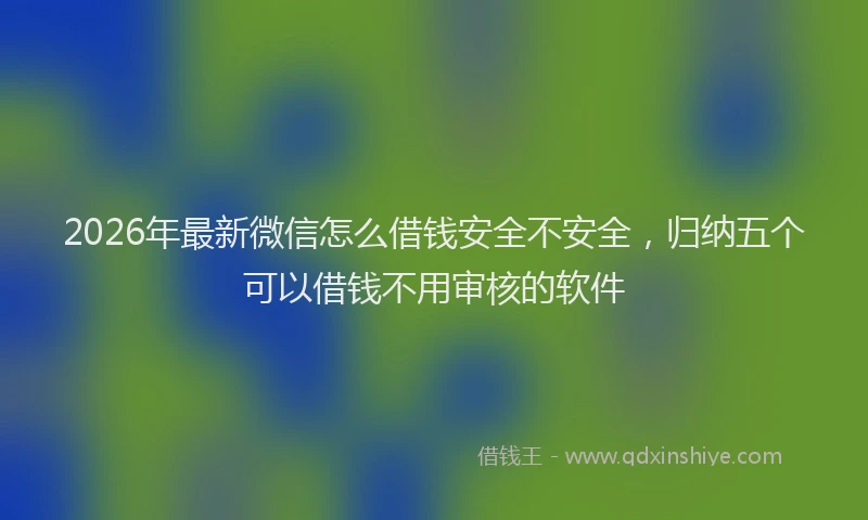 2026年最新微信怎么借钱安全不安全，归纳五个可以借钱不用审核的软件