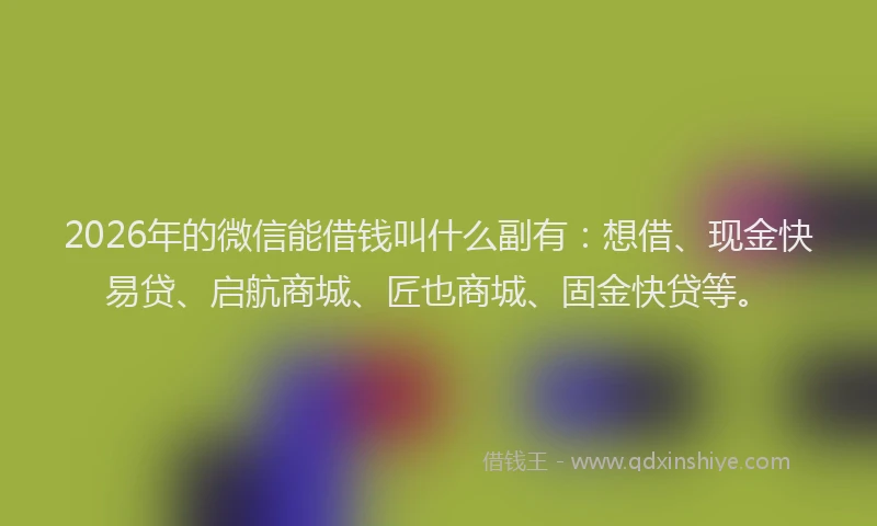 2026年的微信能借钱叫什么副有：想借、现金快易贷、启航商城、匠也商城、固金快贷等。