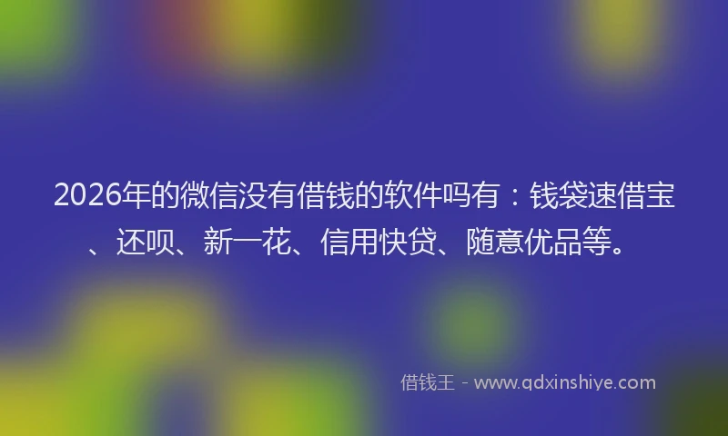 2026年的微信没有借钱的软件吗有：钱袋速借宝、还呗、新一花、信用快贷、随意优品等。