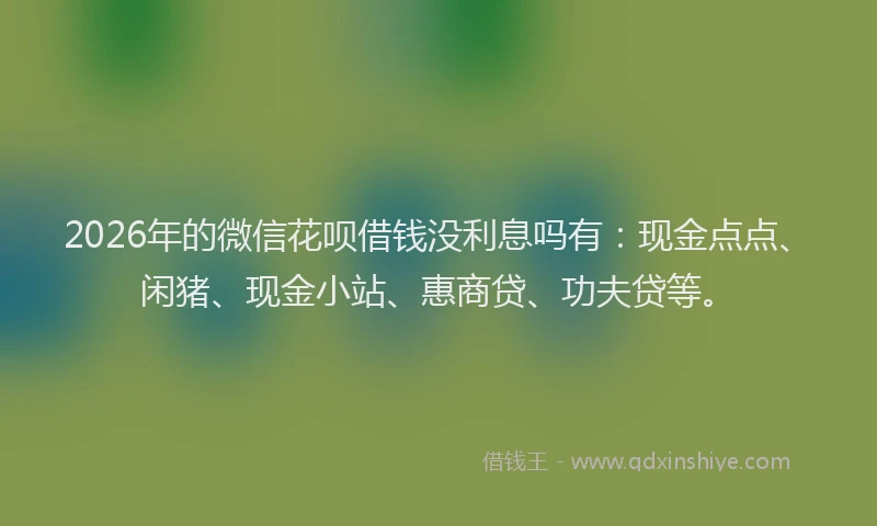 2026年的微信花呗借钱没利息吗有：现金点点、闲猪、现金小站、惠商贷、功夫贷等。