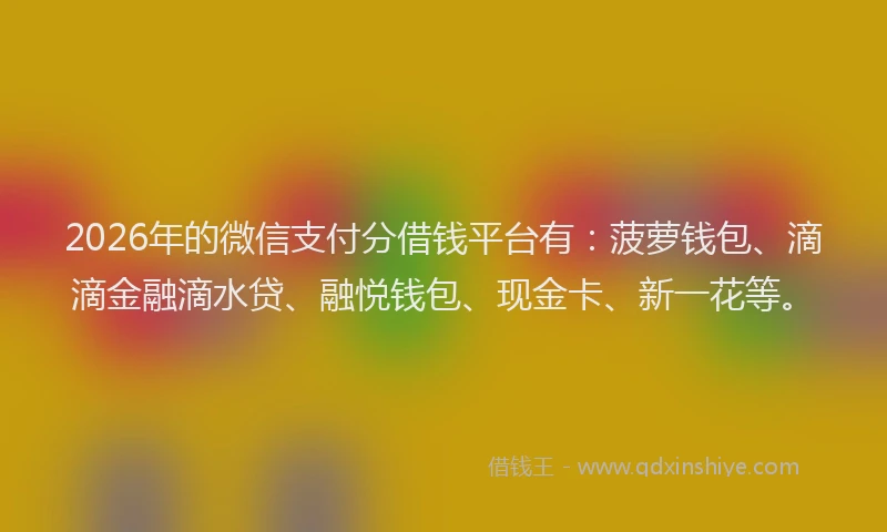 2026年的微信支付分借钱平台有：菠萝钱包、滴滴金融滴水贷、融悦钱包、现金卡、新一花等。