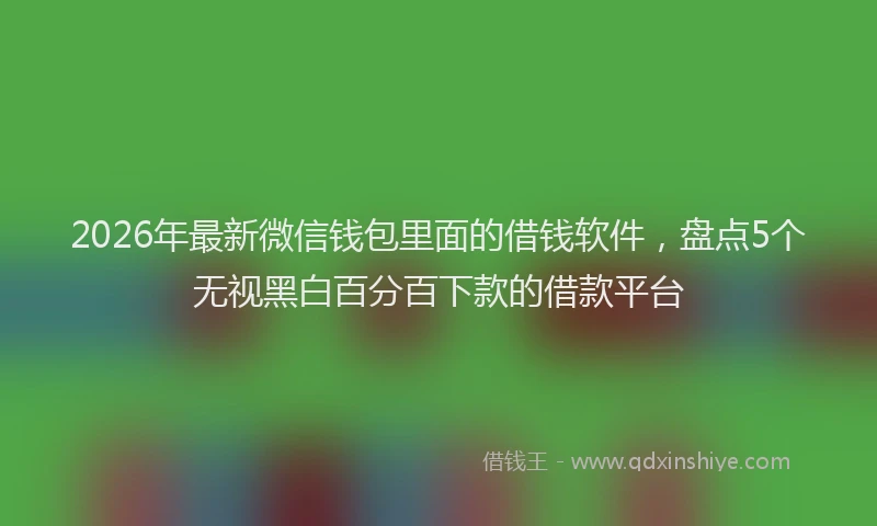 2026年最新微信钱包里面的借钱软件，盘点5个无视黑白百分百下款的借款平台