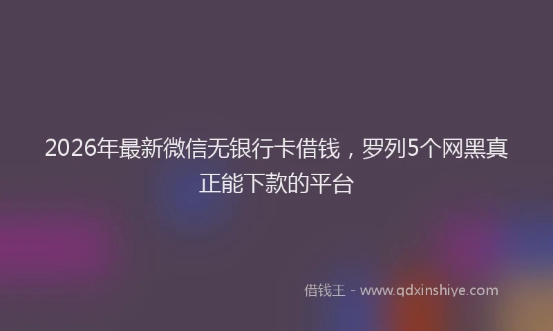 2026年最新微信无银行卡借钱，罗列5个网黑真正能下款的平台