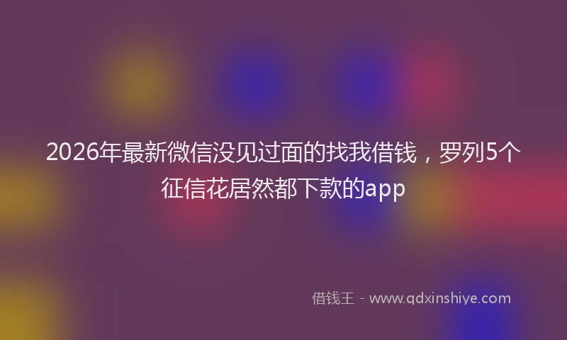 2026年最新微信没见过面的找我借钱，罗列5个征信花居然都下款的app
