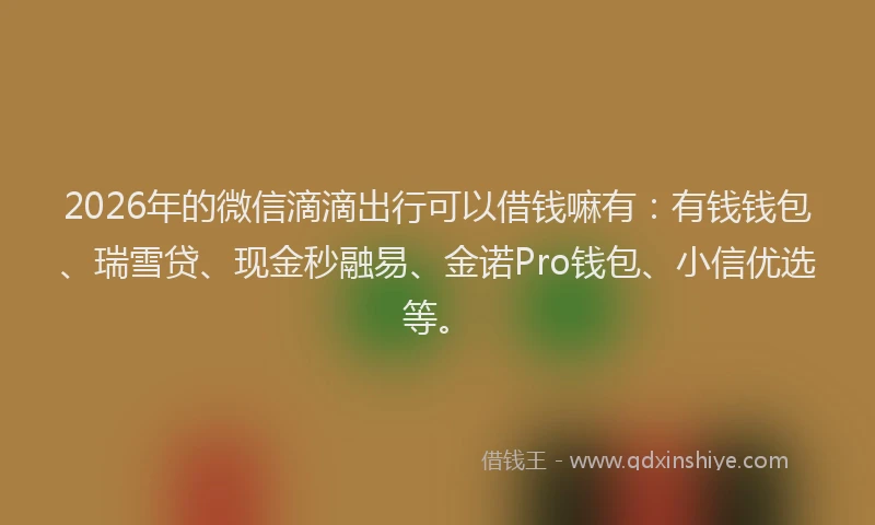 2026年的微信滴滴出行可以借钱嘛有：有钱钱包、瑞雪贷、现金秒融易、金诺Pro钱包、小信优选等。