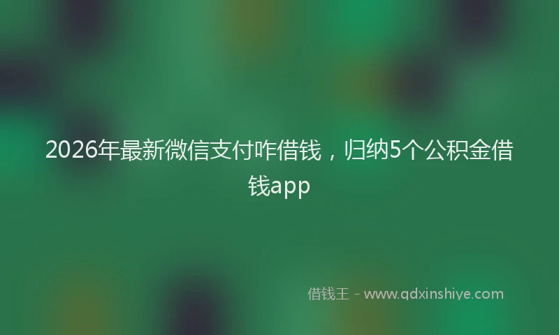 2026年最新微信支付咋借钱，归纳5个公积金借钱app