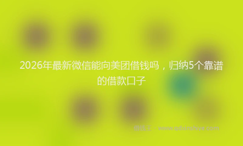 2026年最新微信能向美团借钱吗，归纳5个靠谱的借款口子