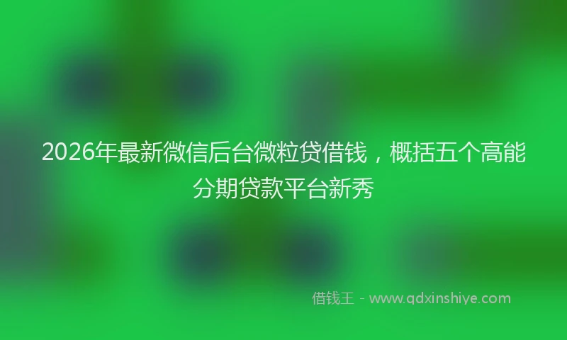 2026年最新微信后台微粒贷借钱，概括五个高能分期贷款平台新秀