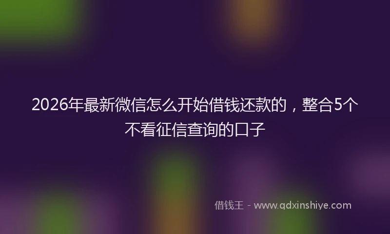 2026年最新微信怎么开始借钱还款的，整合5个不看征信查询的口子