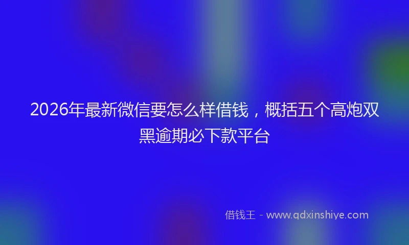 2026年最新微信要怎么样借钱，概括五个高炮双黑逾期必下款平台