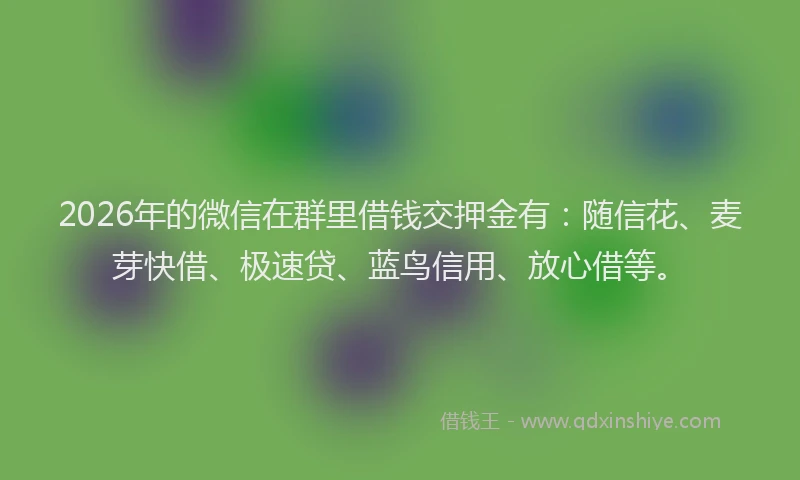 2026年的微信在群里借钱交押金有：随信花、麦芽快借、极速贷、蓝鸟信用、放心借等。