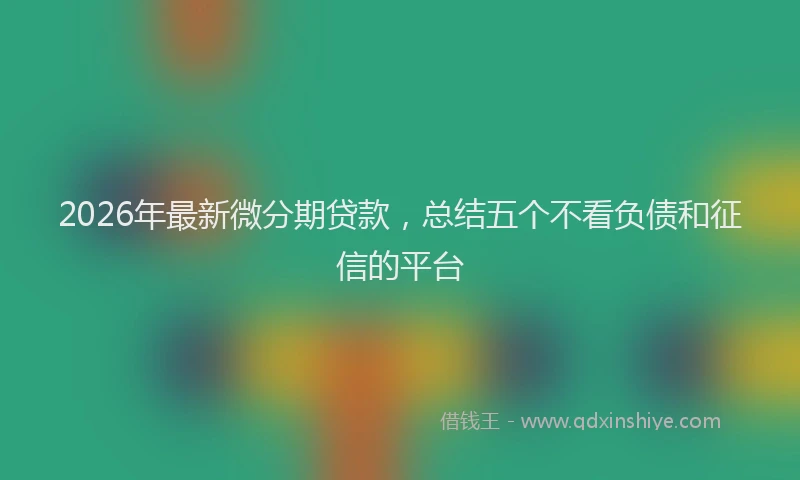 2026年最新微分期贷款，总结五个不看负债和征信的平台