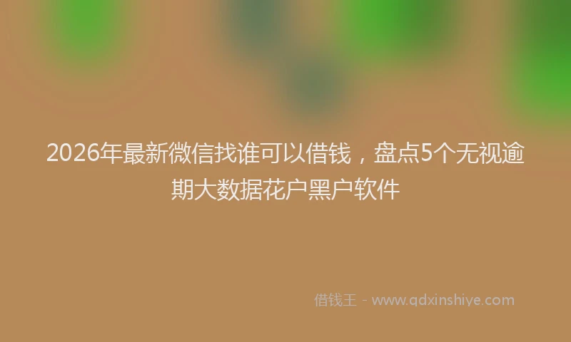 2026年最新微信找谁可以借钱，盘点5个无视逾期大数据花户黑户软件