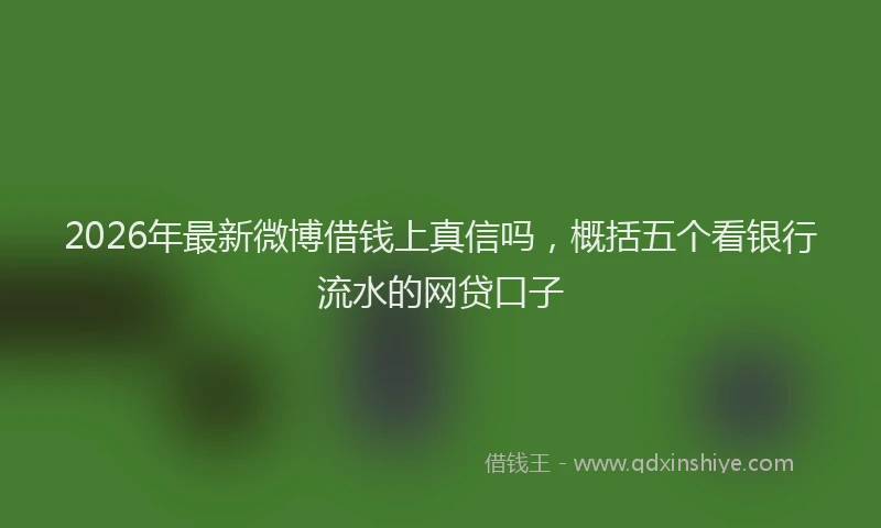 2026年最新微博借钱上真信吗，概括五个看银行流水的网贷口子