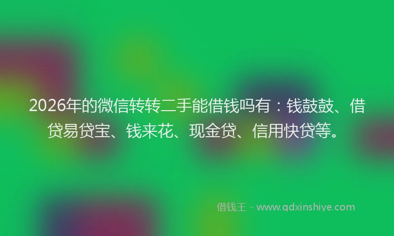 2026年的微信转转二手能借钱吗有：钱鼓鼓、借贷易贷宝、钱来花、现金贷、信用快贷等。