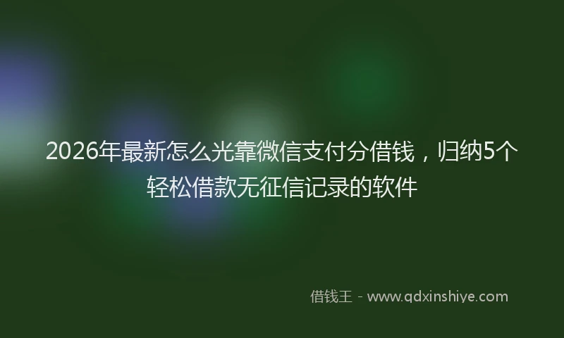 2026年最新怎么光靠微信支付分借钱，归纳5个轻松借款无征信记录的软件