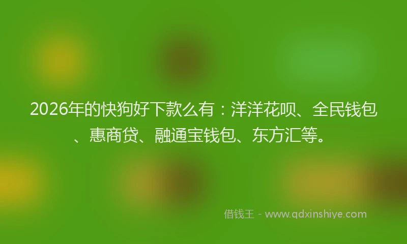 2026年的快狗好下款么有：洋洋花呗、全民钱包、惠商贷、融通宝钱包、东方汇等。