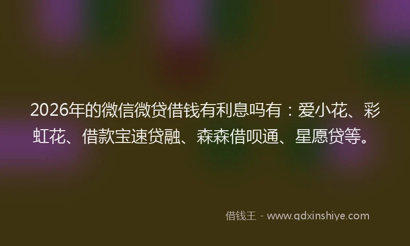 2026年的微信微贷借钱有利息吗有：爱小花、彩虹花、借款宝速贷融、森森借呗通、星愿贷等。