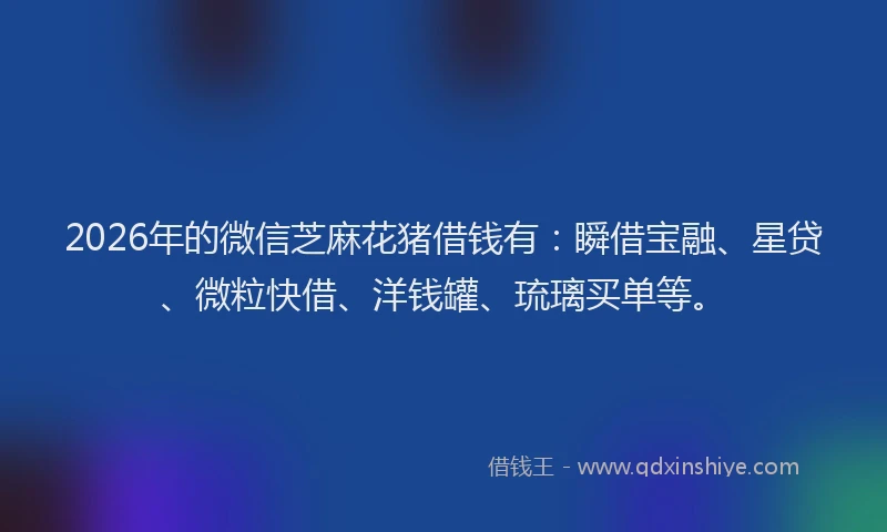 2026年的微信芝麻花猪借钱有：瞬借宝融、星贷、微粒快借、洋钱罐、琉璃买单等。