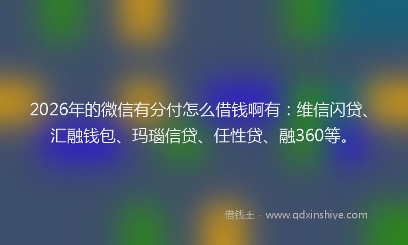 2026年的微信有分付怎么借钱啊有：维信闪贷、汇融钱包、玛瑙信贷、任性贷、融360等。