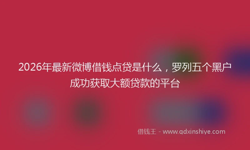 2026年最新微博借钱点贷是什么，罗列五个黑户成功获取大额贷款的平台