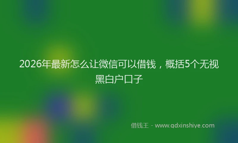2026年最新怎么让微信可以借钱，概括5个无视黑白户口子