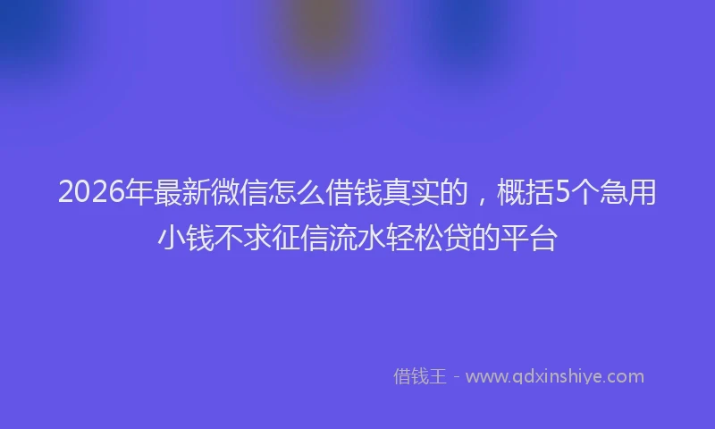 2026年最新微信怎么借钱真实的，概括5个急用小钱不求征信流水轻松贷的平台