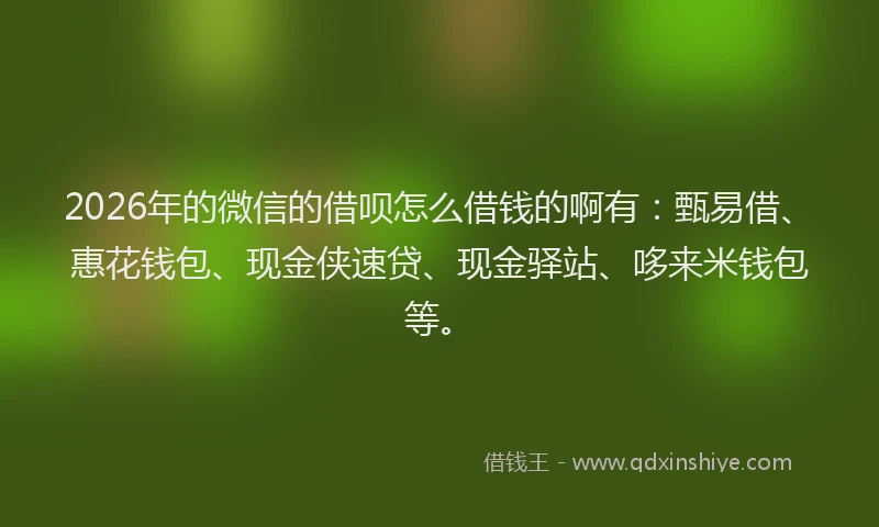 2026年的微信的借呗怎么借钱的啊有：甄易借、惠花钱包、现金侠速贷、现金驿站、哆来米钱包等。