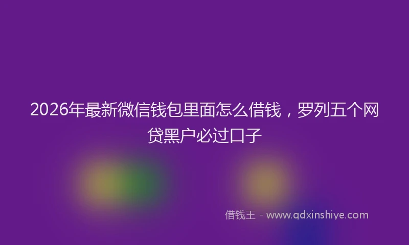 2026年最新微信钱包里面怎么借钱，罗列五个网贷黑户必过口子