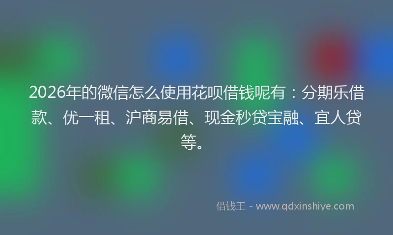 2026年的微信怎么使用花呗借钱呢有：分期乐借款、优一租、沪商易借、现金秒贷宝融、宜人贷等。