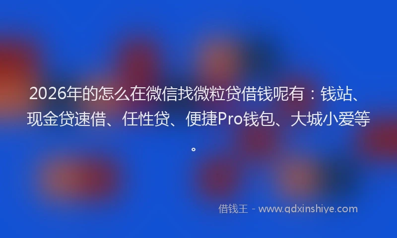2026年的怎么在微信找微粒贷借钱呢有:钱站、现金贷速借、任性贷、便捷Pro钱包、大城小爱等。