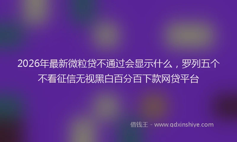 2026年最新微粒贷不通过会显示什么，罗列五个不看征信无视黑白百分百下款网贷平台
