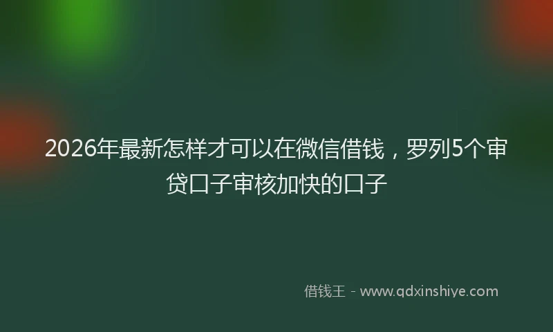 2026年最新怎样才可以在微信借钱，罗列5个审贷口子审核加快的口子
