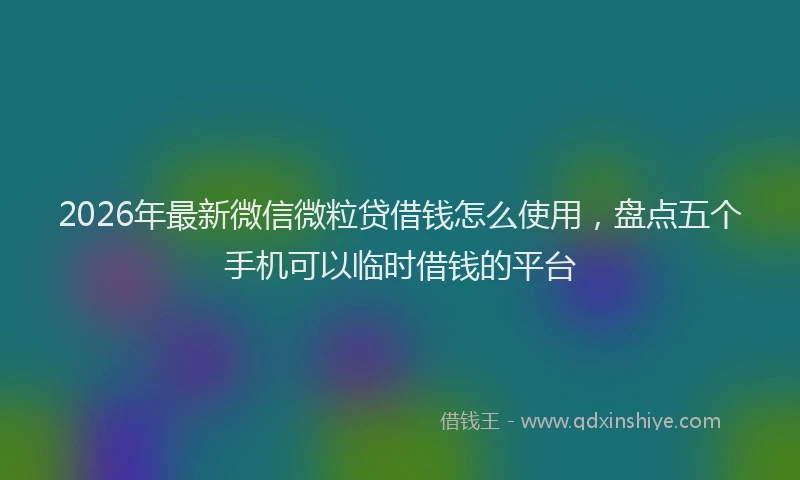 2026年最新微信微粒贷借钱怎么使用，盘点五个手机可以临时借钱的平台