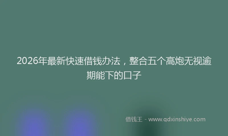 2026年最新快速借钱办法，整合五个高炮无视逾期能下的口子